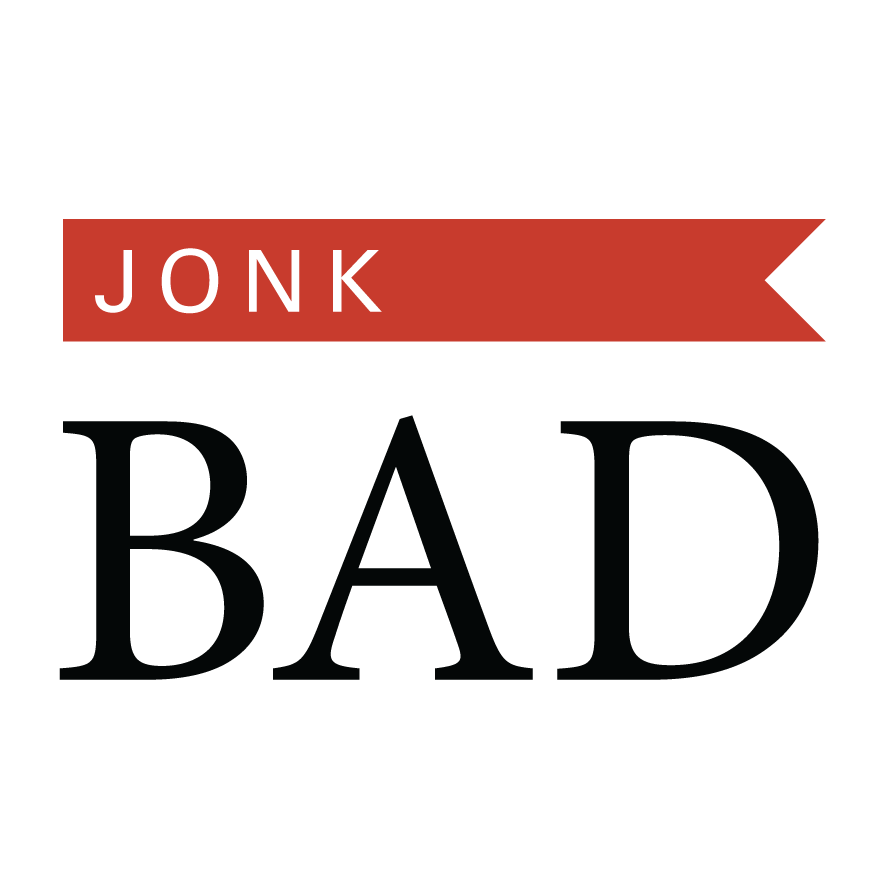 Logo of the Jonk BAD in Color. The word Jonk is written in white letters on a red flag above the acronym BAD in black letters.